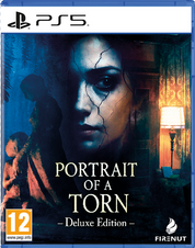 Game cover for 'Portrait of a Torn' Deluxe Edition on PS5 with a woman's face and a room scene.
