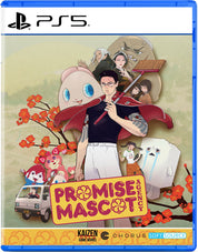 PlayStation 5 game case for 'Promise Mascot Agency' with animated characters and branding.
