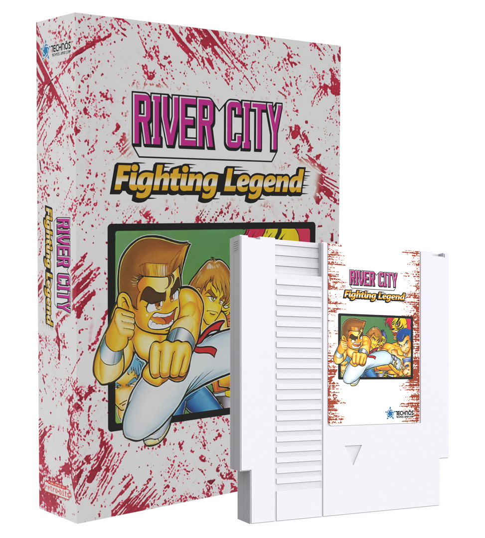 Video game case and manual set for 'River City Fighting Legend' on a white background