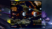 Space shooter game with spaceship and asteroids on a dark background