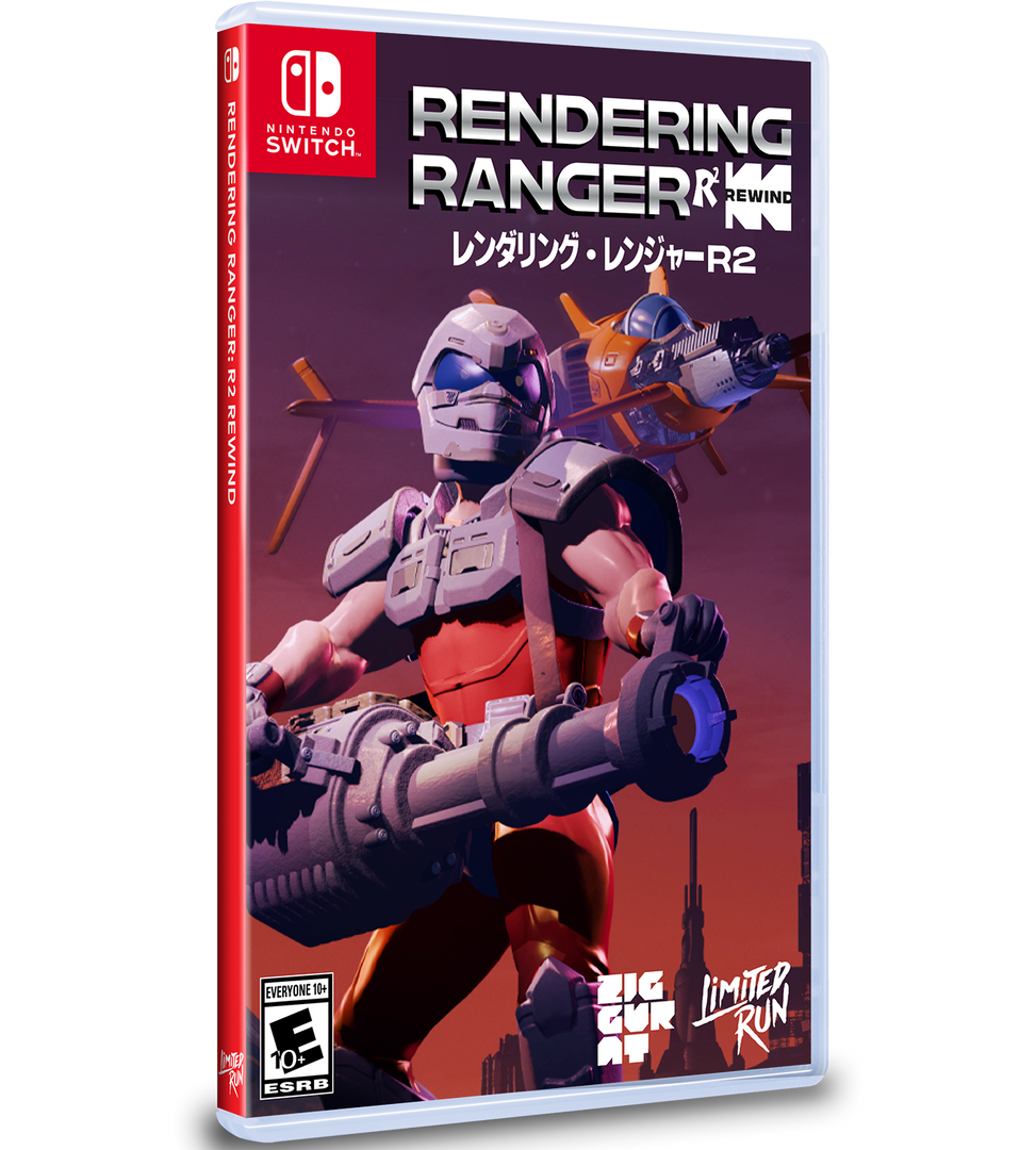 Game case for 'Rendering Ranger R2' on Nintendo Switch with robot character and cityscape background.