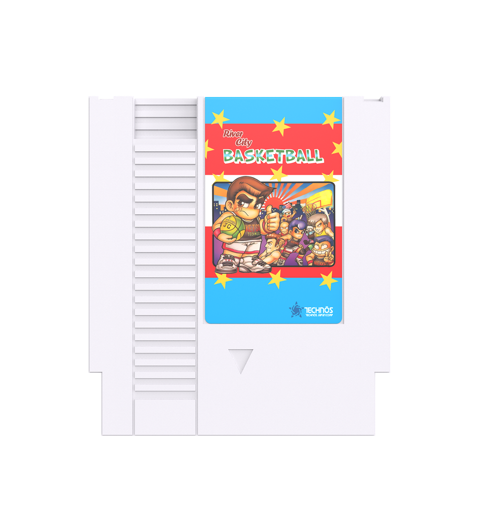 Nintendo Entertainment System (NES) game cartridge for 'Wario Basketball' on a white background