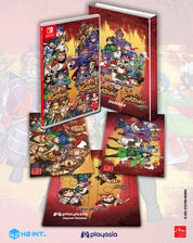 Three Kingdoms game cases with colorful characters on a light pink background