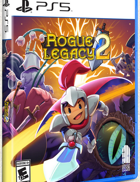 Rogue Legacy 2 video game case for PlayStation 5 showing an illustrated cover art with characters and a magical theme.