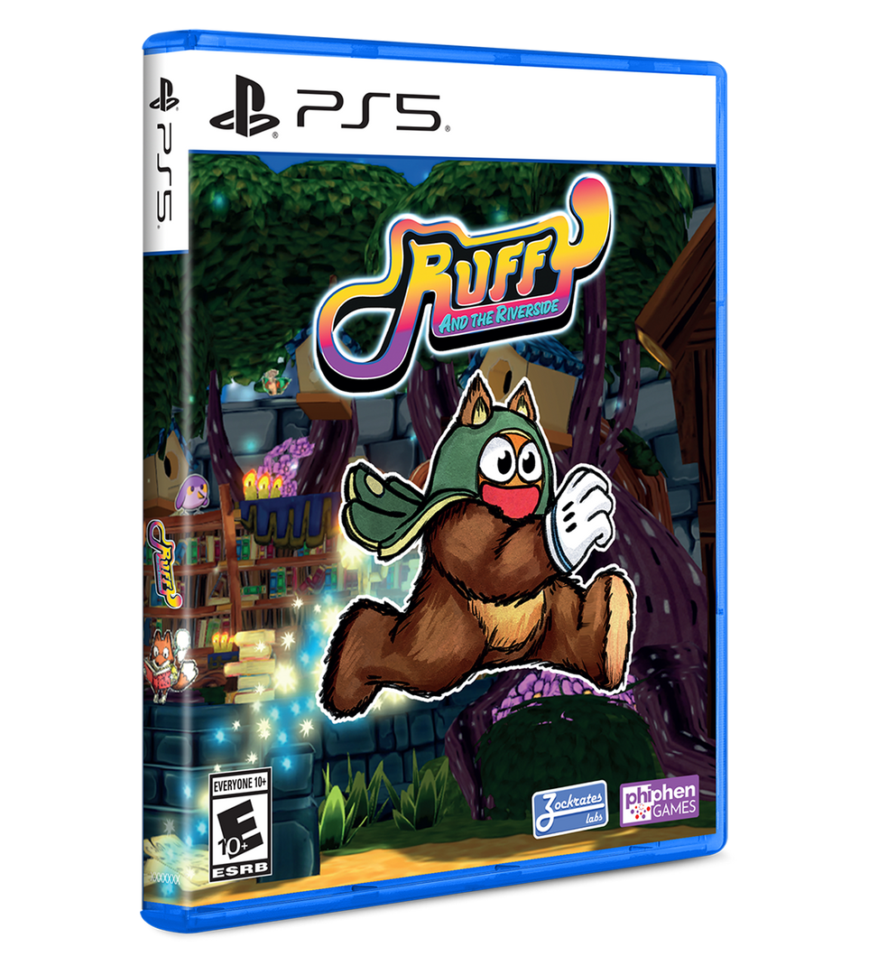 PlayStation 5 game case for 'Ruff' with a cartoon character on a colorful background