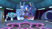 Two animated characters in a futuristic room with neon lights
