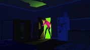 Silhouette of a person in a room with glowing green light