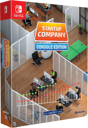 Box for 'Startup Company: Console Edition' on Nintendo Switch with office scene illustration.