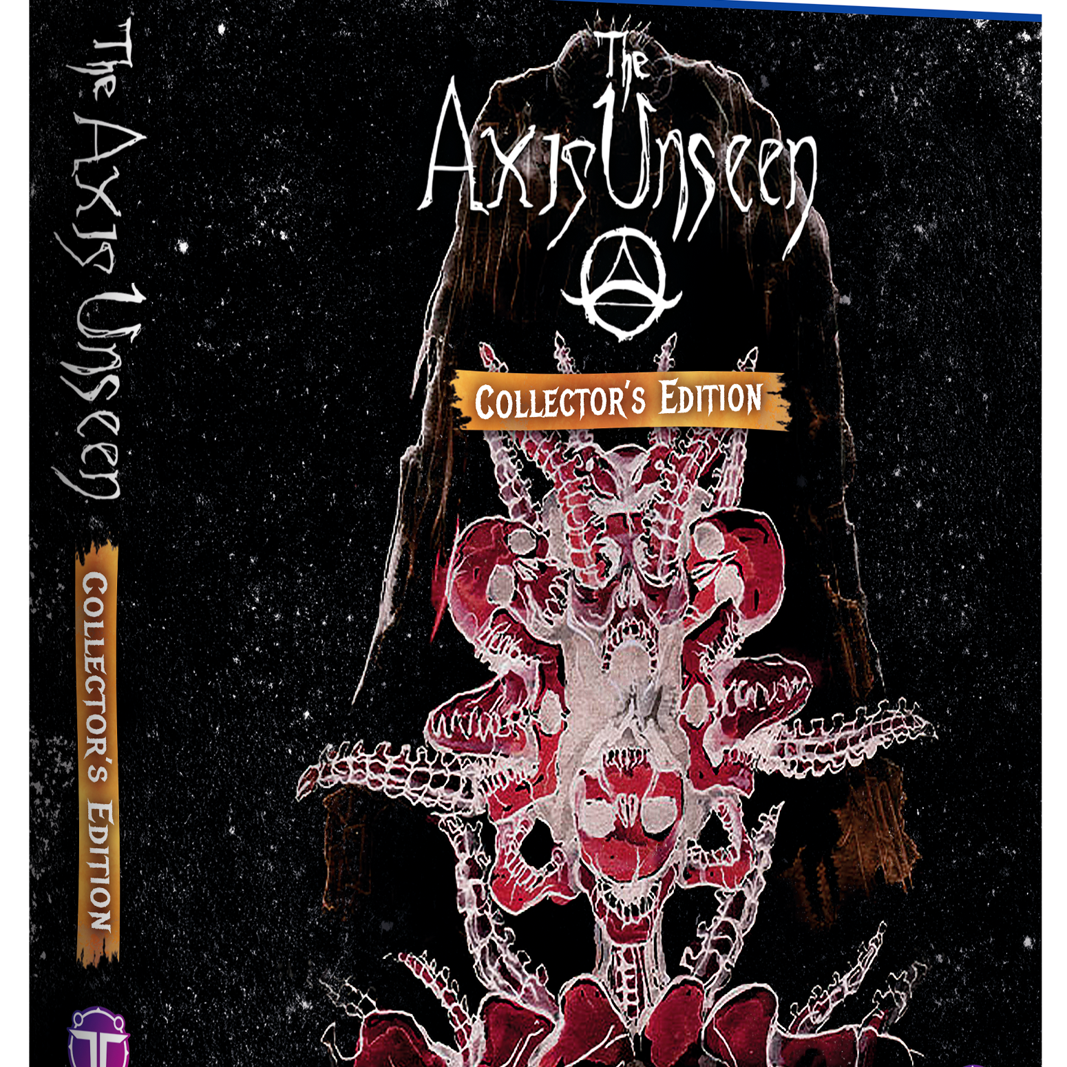 Game box for 'The Axis Unseen' Collector's Edition on PS5 with dark and intricate design.
