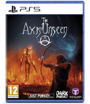 PlayStation 5 game disc for 'The Axis Unseen' with a hooded figure and skeleton in a dark fantasy setting.