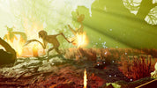 Prehistoric scene with a dinosaur-like creature in a forest setting
