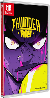 Video game case for 'Thunder Ray' on Nintendo Switch with a purple and yellow character design.
