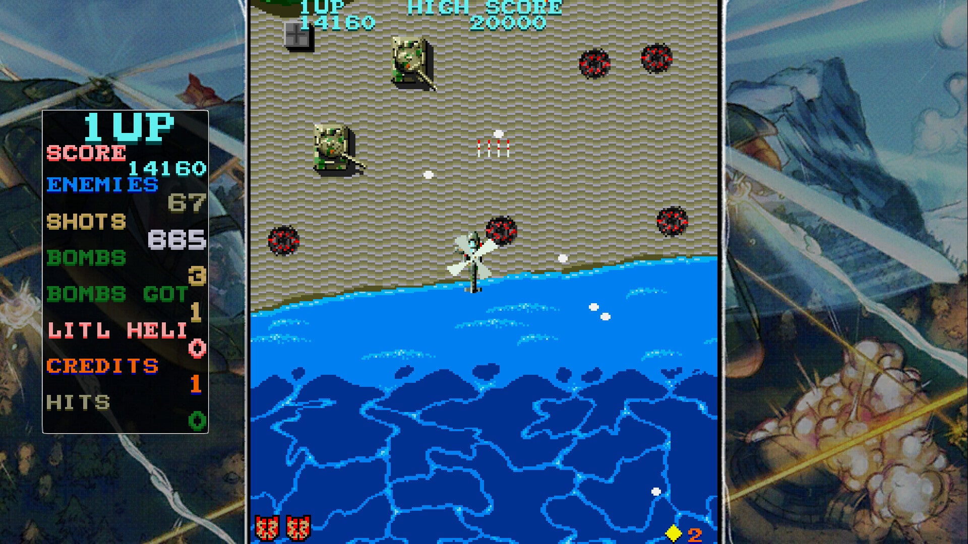 Screenshot of a classic video game with a score display on the left.