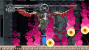Video game screen with character and colorful background