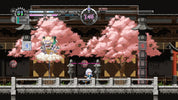 Pixel art game scene with characters and cherry blossoms in a Japanese-style setting