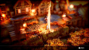 Miniature diorama of a village with a candlelit scene, possibly from a fantasy or historical setting.