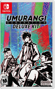 Game box for 'Umurangi Generation Deluxe Kit' on Nintendo Switch with colorful abstract design and character illustration.