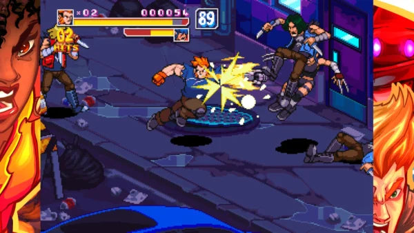 Screenshot of a 2D fighting game with characters in action