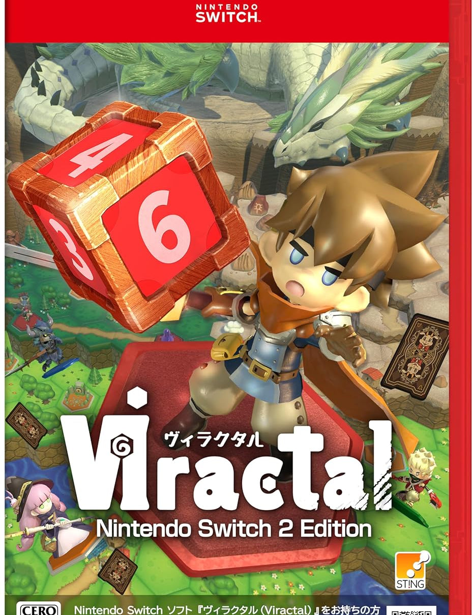 Nintendo Switch game console with 'Viractal' packaging featuring a character and dice.