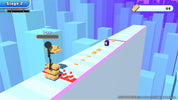 Game level with character and obstacles in a colorful 3D environment