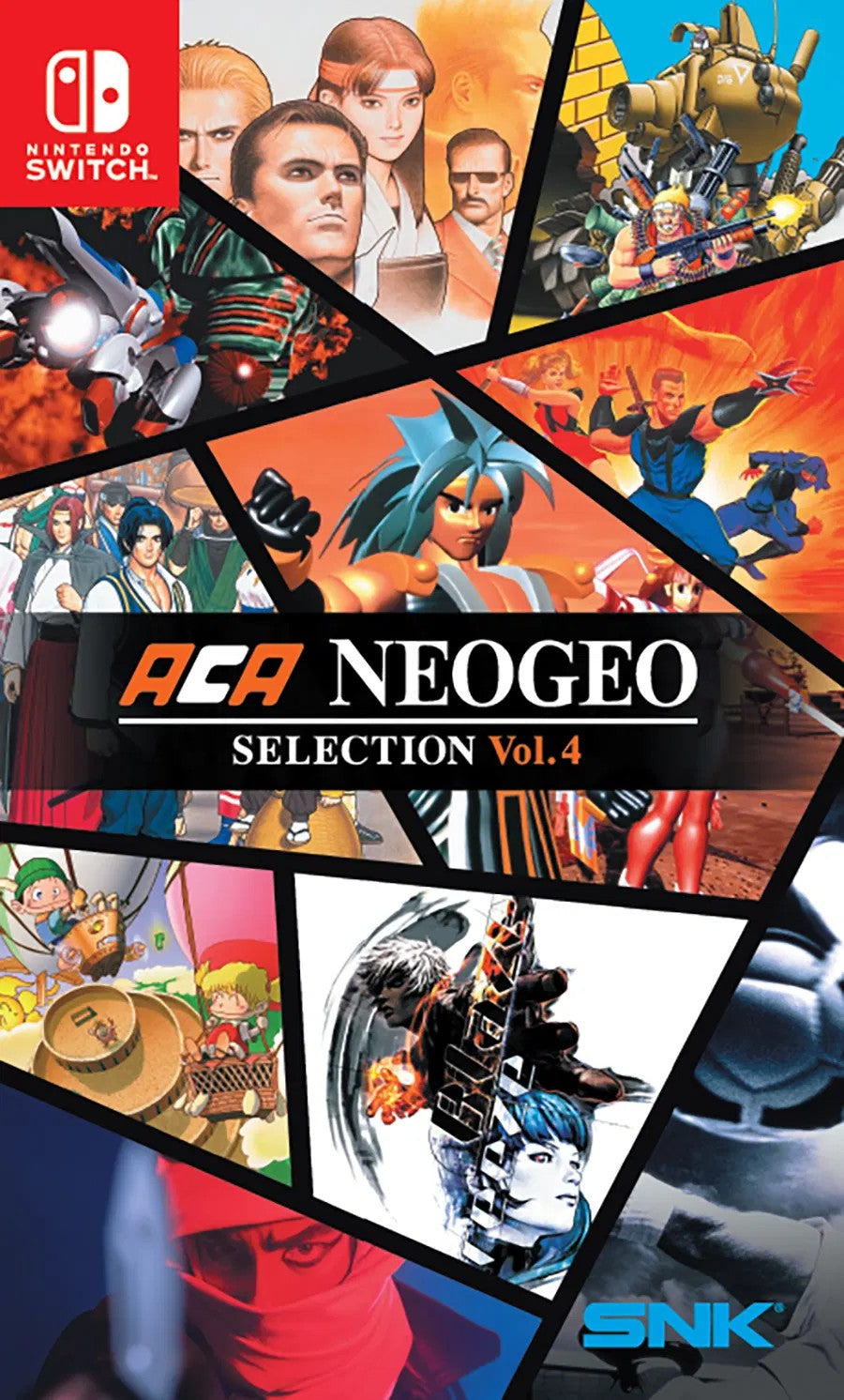Box art for ACA NEOGEO Selection Vol. 4 featuring various characters and artwork, with SNK logo.