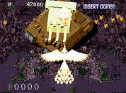 Pixelated game scene with a large robot-like creature and 'Insert Coins!' text.