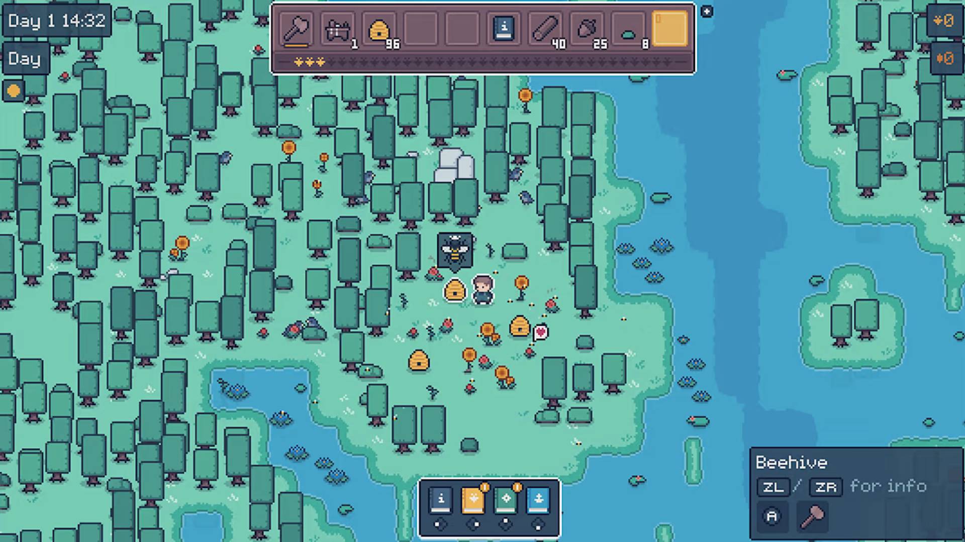 Pixel art game screen with character and environment