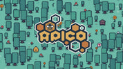 Pixel art game title 'Apico' with a forest background