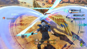 Gameplay scene from a fantasy action game with character combat and health bars.