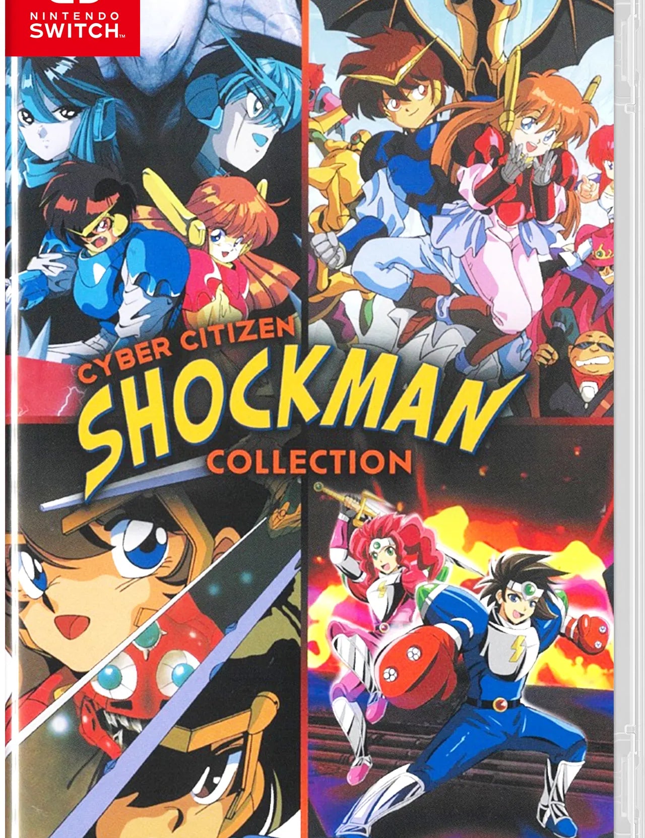 Game case for 'Cyber Citizen Shockman Collection' on Nintendo Switch with colorful graphics and character images.