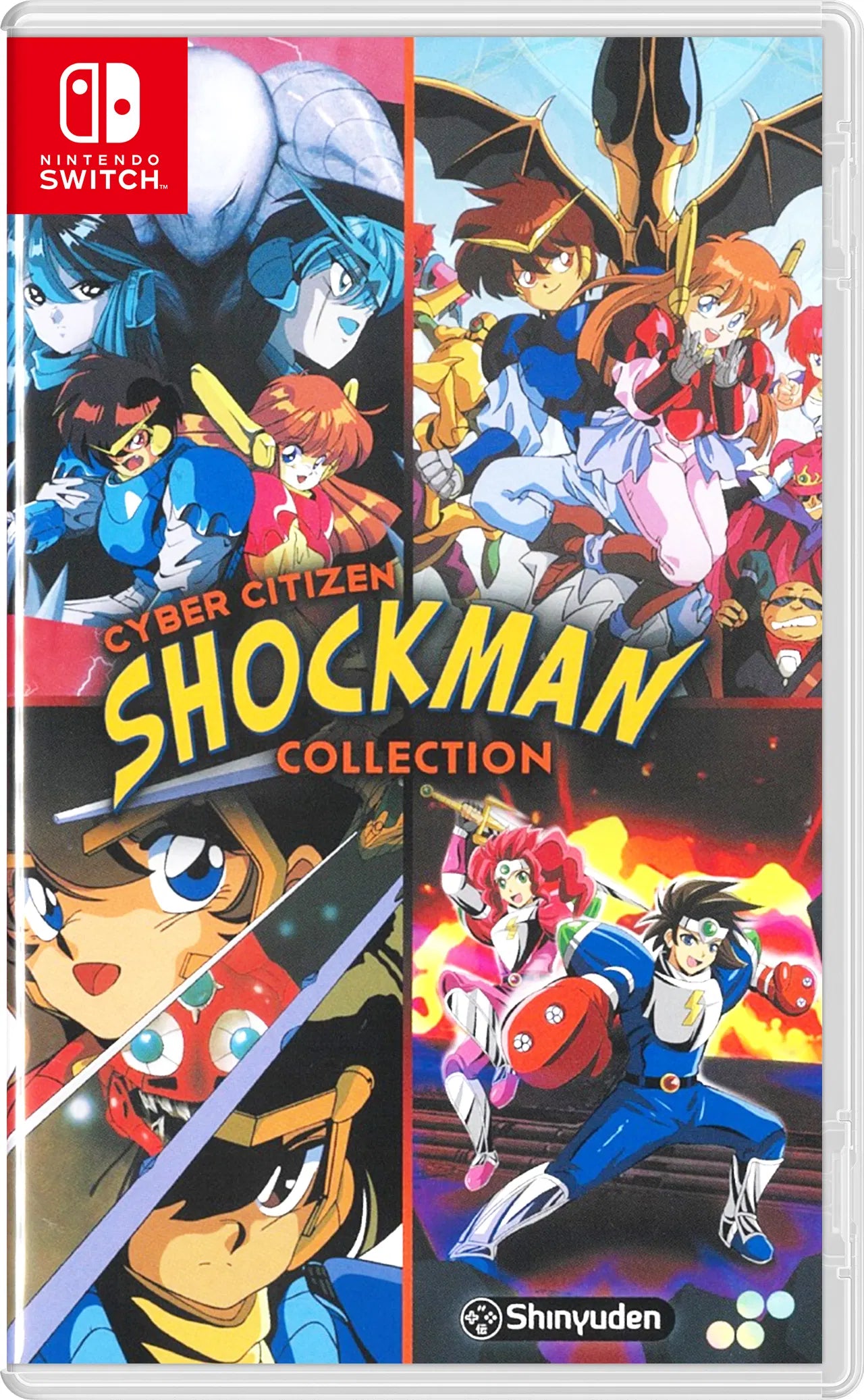Game case for 'Cyber Citizen Shockman Collection' on Nintendo Switch with colorful graphics and character images.