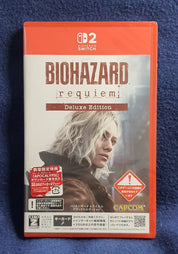 Biohazard Requiem Deluxe Edition game case for Nintendo Switch on a blue background