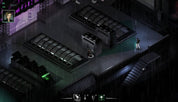 Dark, isometric video game scene with a character standing on a platform.