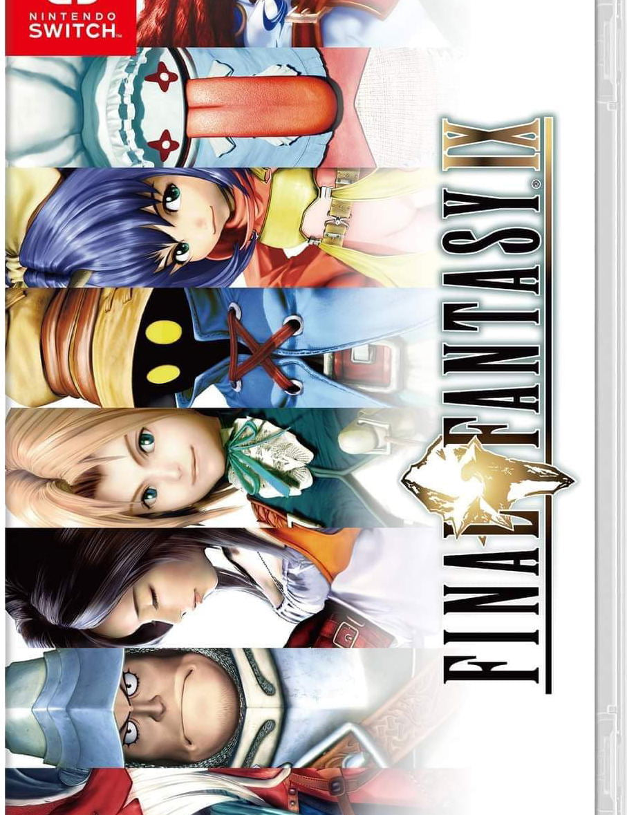 Final Fantasy IX packaging for Nintendo Switch with character images and Square Enix logo.