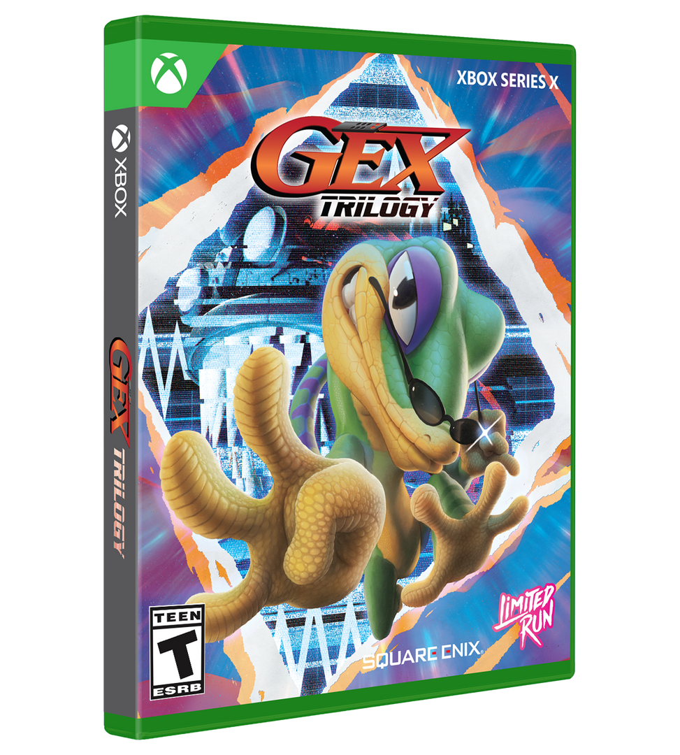 GEX Trilogy game box for Xbox Series X with a colorful design and character illustration.