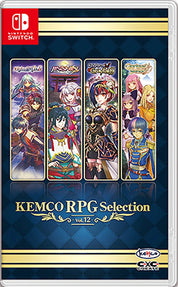 KEMCO RPG Selection Vol.12 packaging for Nintendo Switch with character illustrations on a blue and gold background.