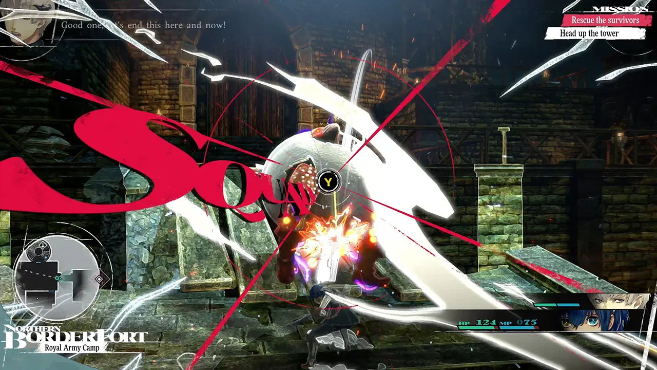 Action-packed scene from a video game with character in combat