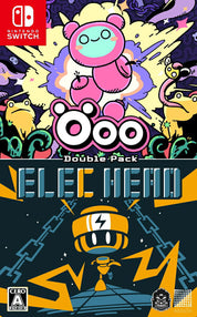 Nintendo Switch game cover art for 'Ooo Double Pack: Elec Meow', featuring colorful cartoon artwork with a pink Ooo character at the top and a yellow Elec Meow character at the bottom, with the Nintendo Switch logo in the upper left.