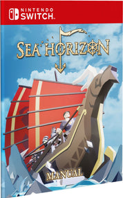 Manual cover for 'Sea Horizon' game on Nintendo Switch with ship illustration and mountain background
