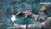 Screenshot of a video game with futuristic robotic arms and icy environment