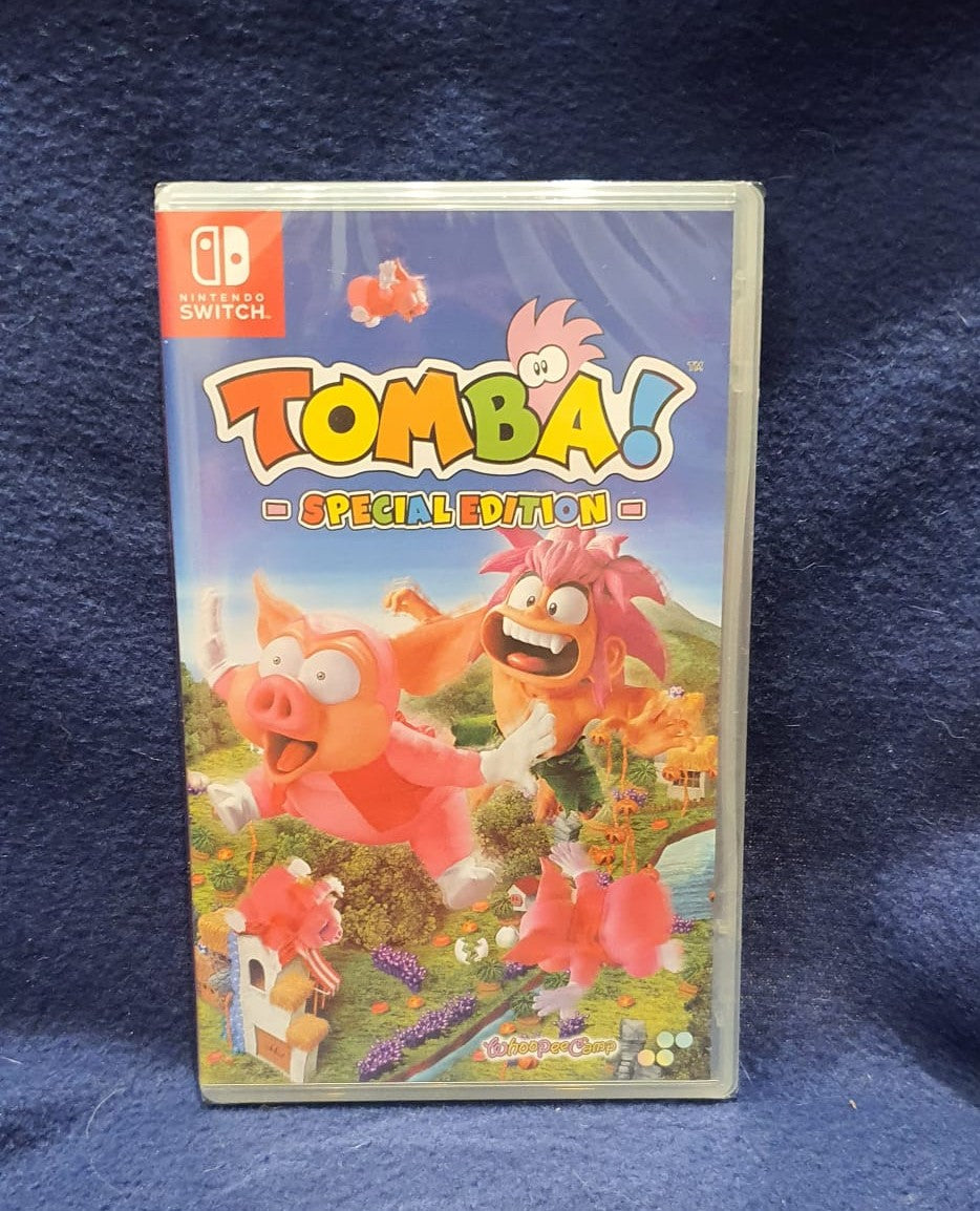 Nintendo Switch game case for 'Tomba! Special Edition' on a blue background