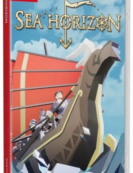 Packaging for the Sea Horizon Nintendo Switch game, featuring a 3D bird’s eye view of a hex grid map with characters and a dragon.